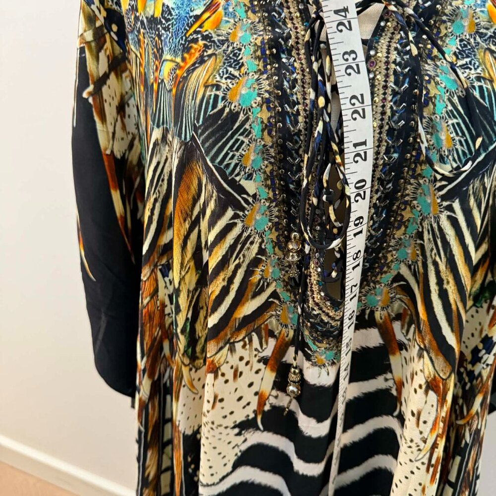 CAMILLA Lost Paradise Silk Short Lace Up Kaftan | Crystal Embellished | $549 - Picture 6 of 12